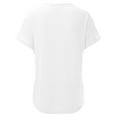 thumbnail image 5 of Dyfzdhu T Shirts for Women Casual V Neck Short Sleeve T Shirt Pleated Solid Color Button Top White, 5 of 8