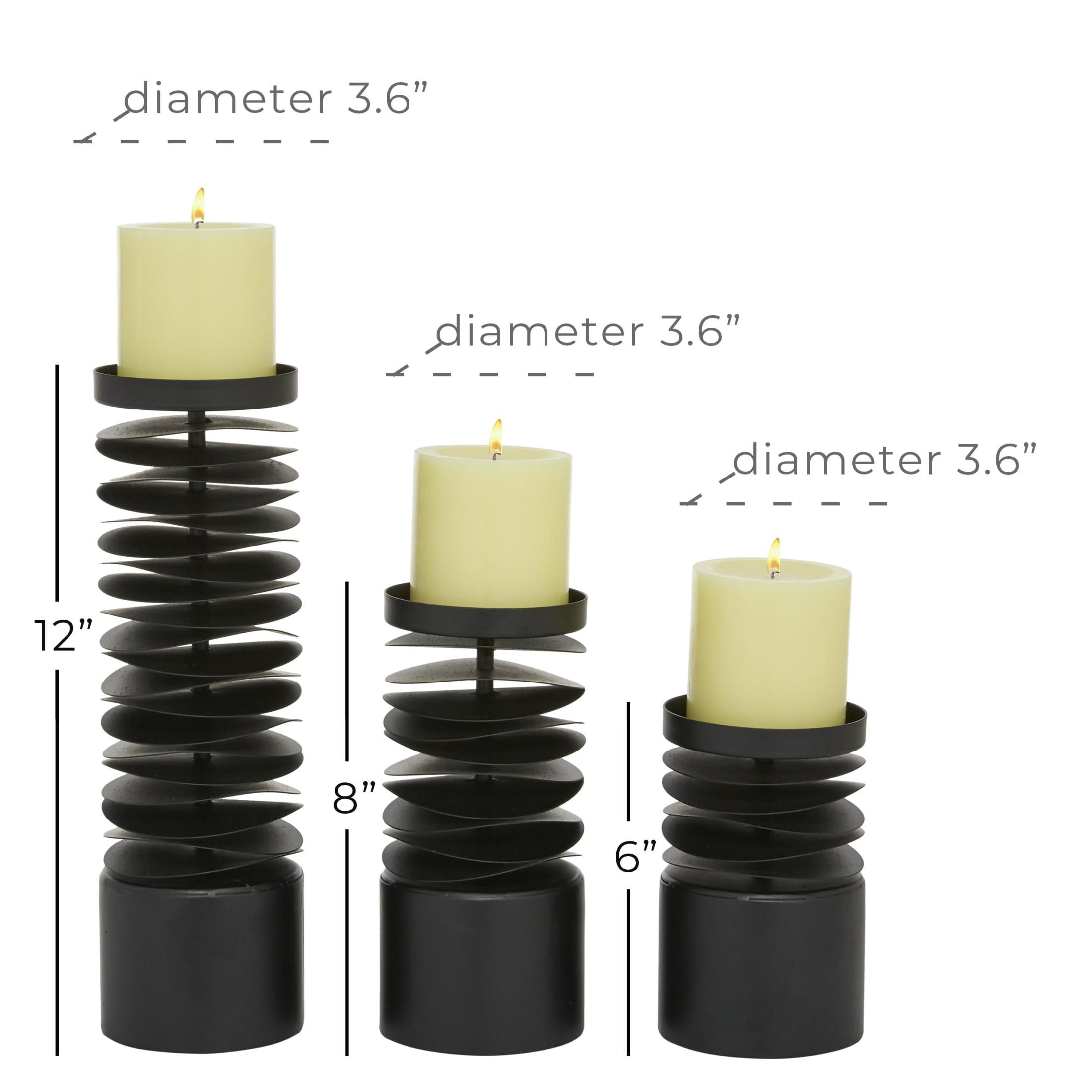 DecMode 3 Candle Black Metal Candle Holder, Set of 3