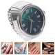 thumbnail image 2 of FELTECHELECTR Reloj de dedo con números romanos, anillo de cuarzo redondo, joyería unisex para mujeres y hombres, para Navidad, cumpleaños y fiestas, color plata., 2 of 5