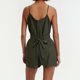 thumbnail image 3 of MKLEKYY Mono Corto Deportivo de Lino de Verano para Mujer con Detalle de Lazo y Volantes, 3 of 4