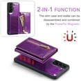 thumbnail image 3 of Allytech Glitter PU Leather Case for Samsung Galaxy S24 Plus, Detachable Magnetic 2 in 1 Wallet Kickstand Case with Zipper Pocket & Card Holder, Shockproof Anti-Scratch Protective Case - Purple, 3 of 11