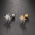 thumbnail image 1 of Pendientes pequeños de acero inoxidable con forma de bola y tornillo para mujer con forma de circón, 1 of 1