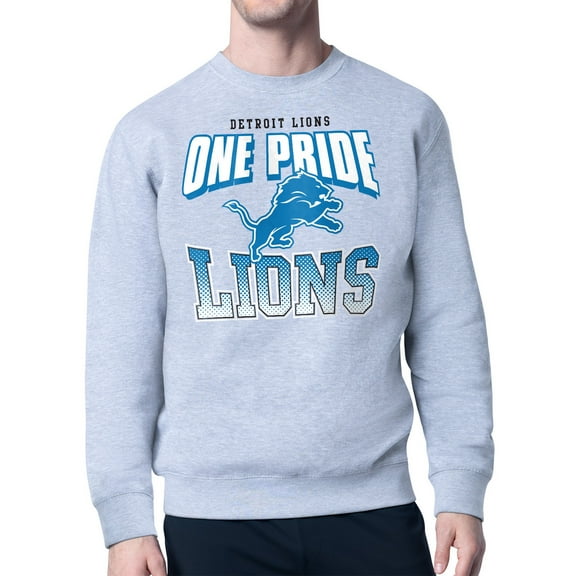 Men's Starter Gray Detroit Lions Comic Style Sweatshirt