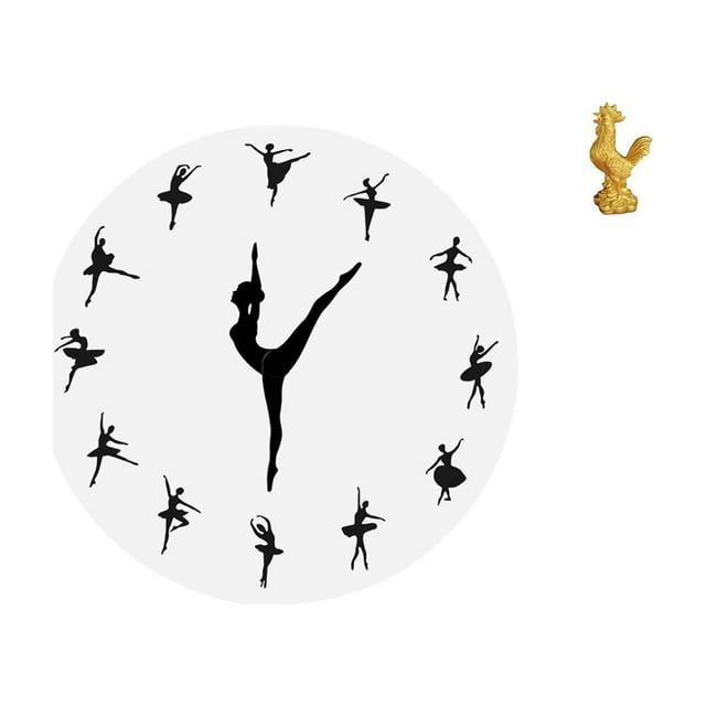 Reloj de pared con bailarina, reloj de pared con decoración colgante bailando, escultura de pollo, figura decorativa de gallo, estatua de resina de an