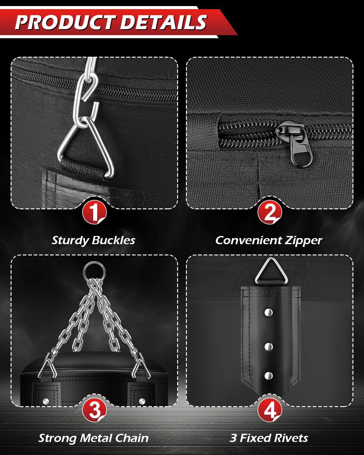 Punching Bag For Adults  4ft Pu Heavy Boxing Bags With Chain Ceiling Hook Hanging Kickboxing Muay Thai Karate Judo Home Gym Unfilled