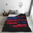 thumbnail image 4 of Manta de vellón con la bandera estadounidense Home Of The Free Because Of The Brave, súper suave y acogedora, manta de franela ligera y cómoda, mantas de felpa cálidas para sofá, sofá y cama, 4 of 5
