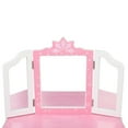 thumbnail image 3 of SESSLIFE Kids Vanity Table and Chair, Children Vanity Set with Mirror, Makeup Dressing Table with a Drawer，Play Vanity Set for Girls, Pink and White, 3 of 10