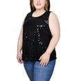 thumbnail image 2 of Plus Size Sleeveless Sequined Tank Top With Combo Banding, 2 of 3