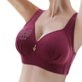 thumbnail image 1 of Womens Bras Front Closure Wireless Push Up Bra With Fixed Cup Queen Size Zero-Irritation Full Support Bra Red 48, 1 of 7