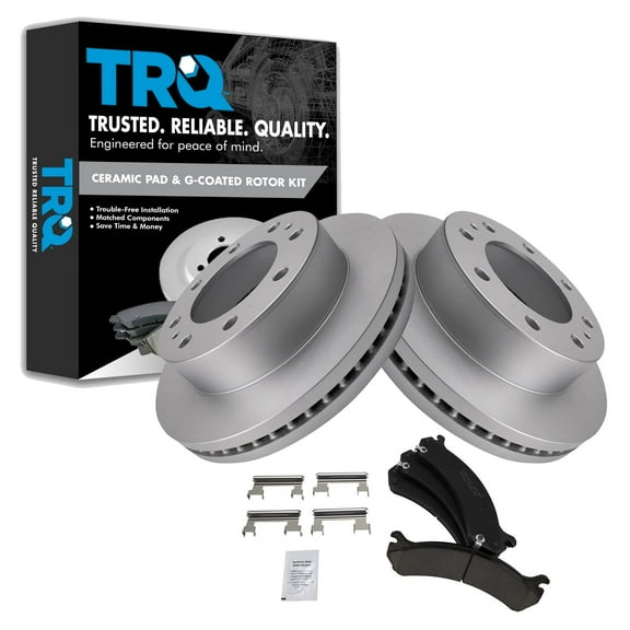 TRQ Front Premium Posi Ceramic Disc Brake Pad & Coated Rotor Kit Fits Select GM Truck
