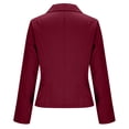 thumbnail image 6 of Women's Solid Color Lapel Long Sleeve Button Loose Blazer Fashion Suit Jacket Wine Red M, 6 of 6