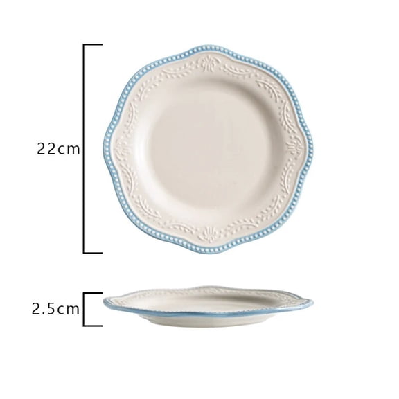 CHUNTIAN 8.5in Flower Embossing Fruits Dessert Plate Ceramic Bread Candy Snacks Dishes Home Party Salad Steak Plates Chic Decor Tableware