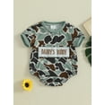 thumbnail image 3 of Infant Newborn Baby Girl Boy Camo Romper Daddy Letter Embroidered Short Sleeve Round Neck Bodysuit Casual Summer Clothes, 3 of 9