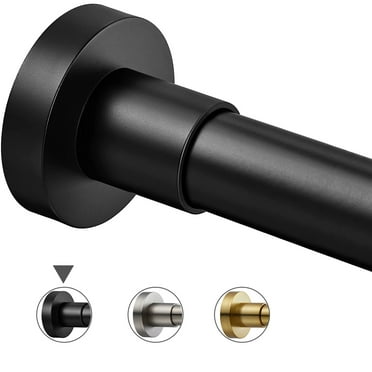 Shower Curtain Rod，Never Rust No Drill Non-Slip Spring Tension Shower Rod,Adjustable Tension Curtain Rod, 43-72inches 304 Stainless Steel, Black