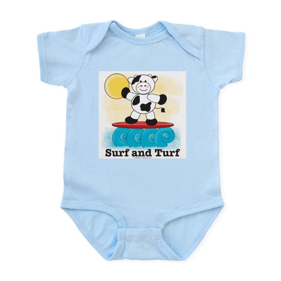 CafePress - Surfing Cow Onesie Bodysuit Baby Shower Gift - Baby Light Bodysuit, Size Newborn - 24 Months