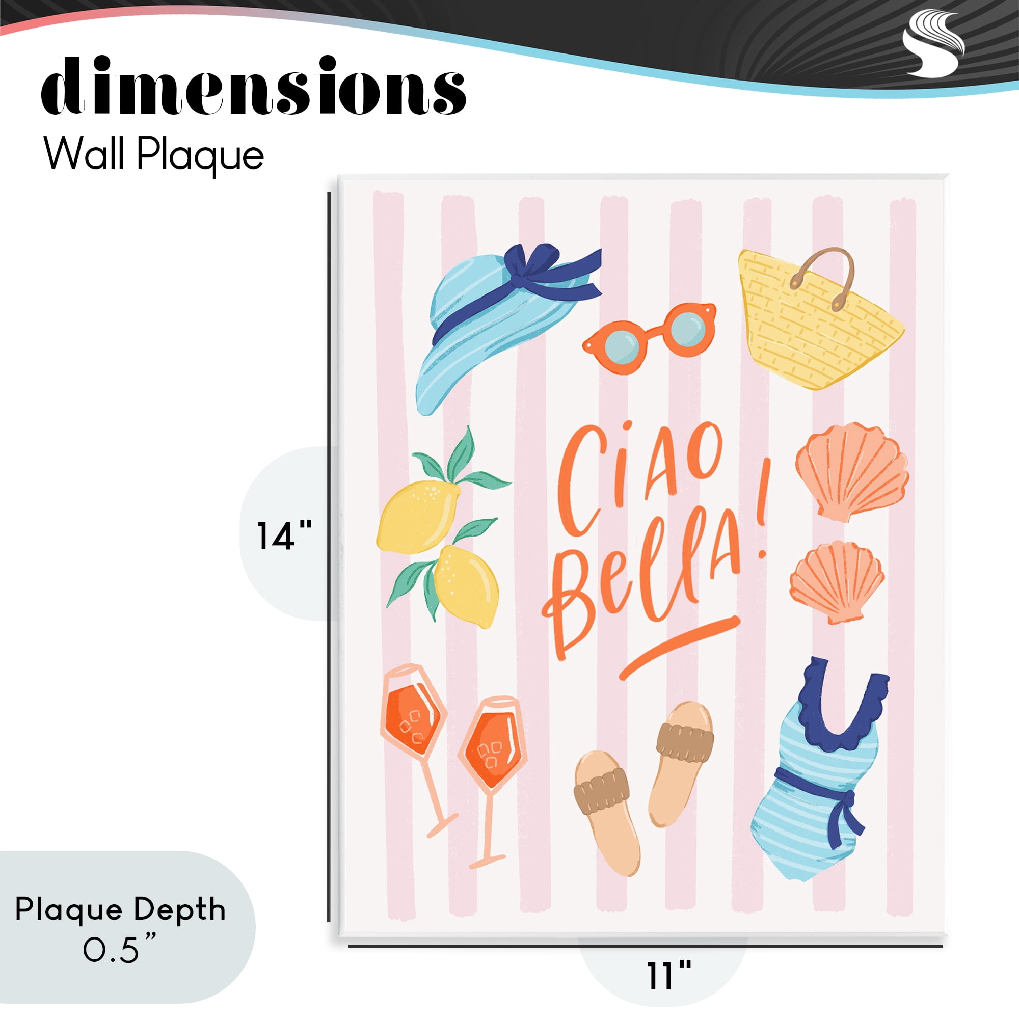 Stupell Industries Summer Ciao Bella Wall Plaque Art, design by Sandra Picco
