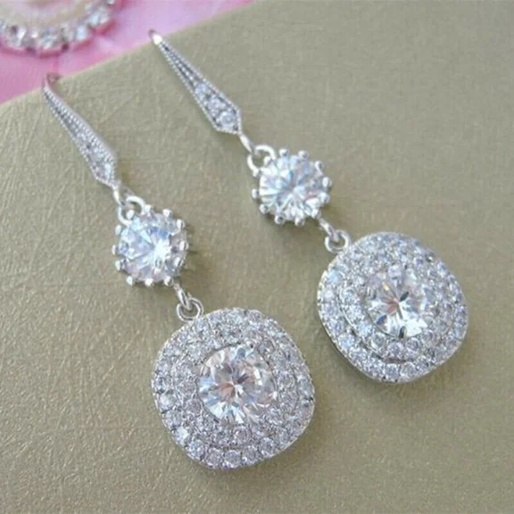 Aishvi Jewels 4 Ct Round Cut Lab Created Diamond Drop Dangle Earrings 14K White Gold Plated 925 Sterling Silver