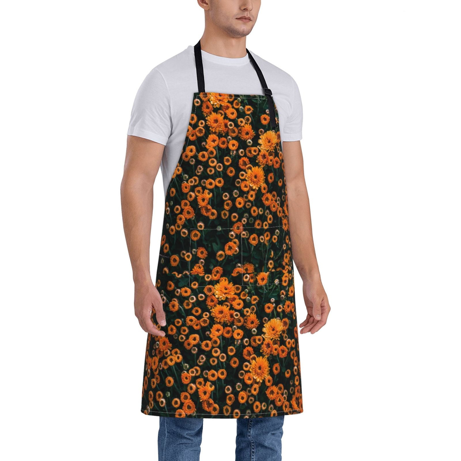 Kdxio Daisies Apron with Pockets Adjustable Kitchen Aprons for Men Women Waterproof Aprons for Cooking,Drawing,Crafting, Baking Household Cleaning
