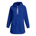 thumbnail image 4 of WAYUTE Hoodies for Women Long Sleeve Drawstring Side Split Hoodie Sweatshirt for Cozy Soft Lined Everyday Solid Color Pullover with Pockets Casual Daily Wear,Blue,2XL, 4 of 4