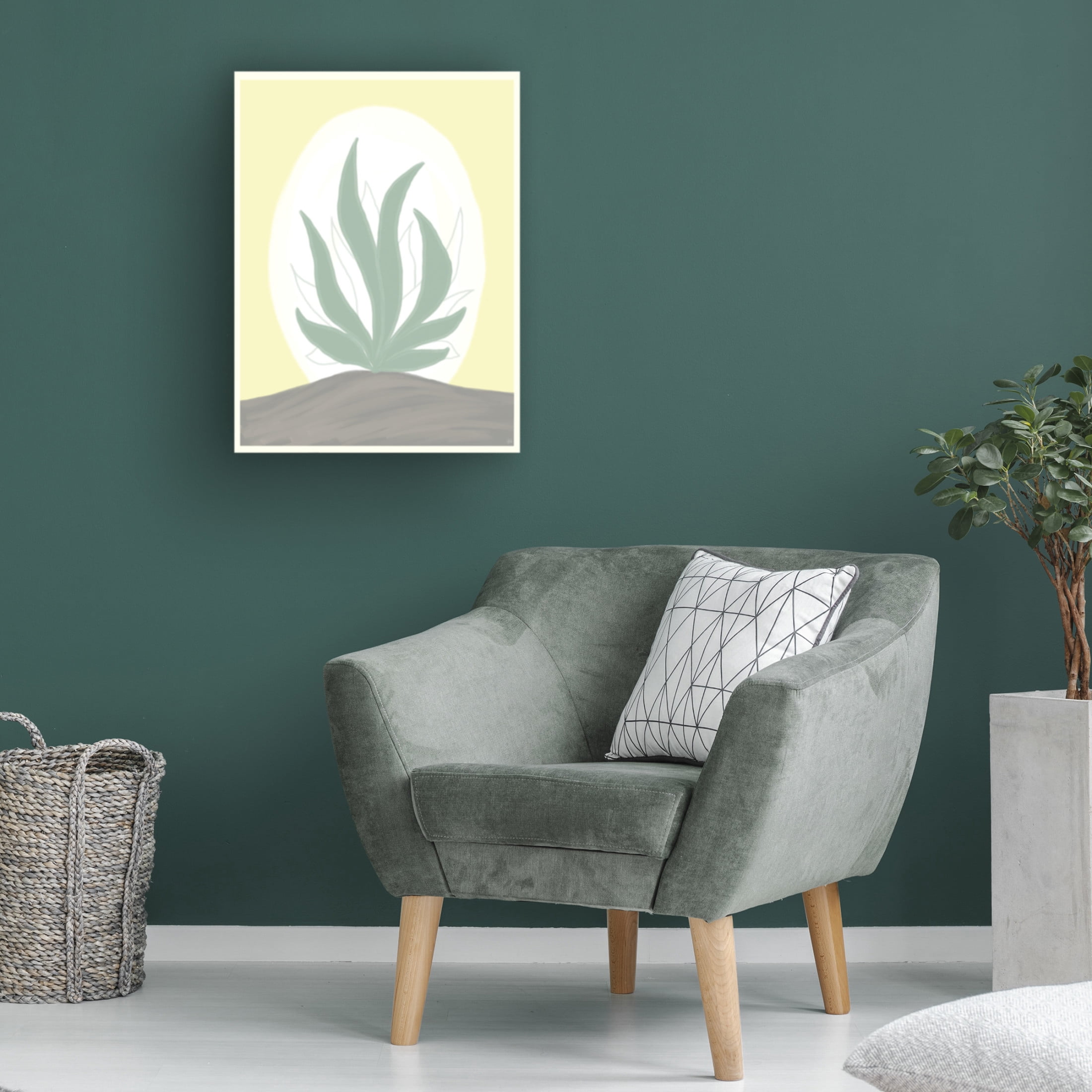 Canvas Wall Art - Line and Brush 'Sun Fire Aloe' Wall Art for Living Room, Bedroom, or Office Décor by Trademark Fine Art - 35 x 47 Inches