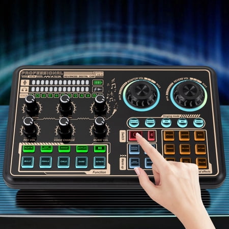 Black SK600 Live Streaming Voice Changer Sound Mixer Board Bluetooth Audio LED =85dB