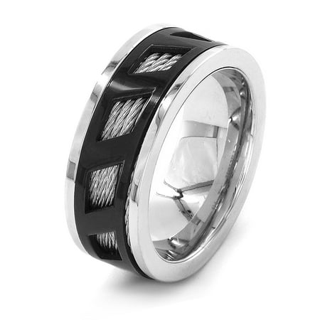 - Stainless Steel Black Cover Quad Cable Inlay Ring (9mm)