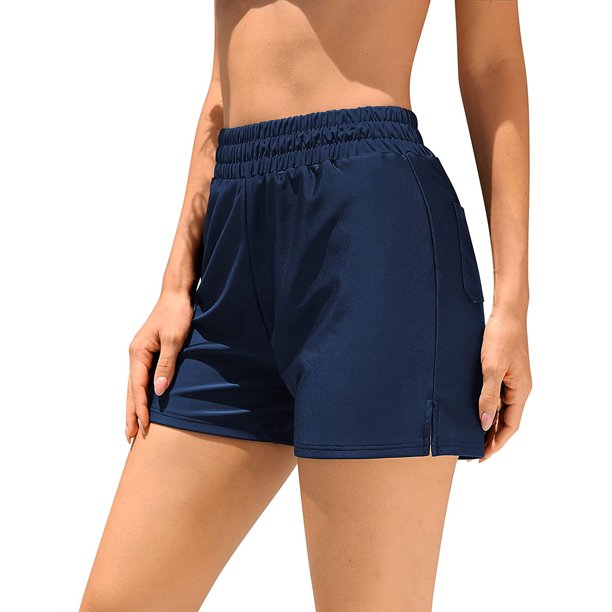Charmo Womens Elastic Waist Swim Shorts High Waisted Tummy Control