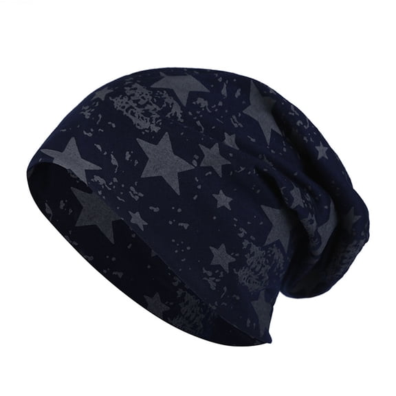 Opvise Beanie Hat Five-pointed Star Print Double-layers Thin Stretchy Breathable Keep Warm Comfortable Spring Autumn Women Men Fashion Couple Skull Cap Dark Gray