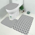 thumbnail image 2 of Gray and White Geometric Lattice Pattern Bathroom Rugs Sets 3 Piece,Toilet Cover Set,Absorbent Non Slip Bathroom Mats Sets with U-Shaped Contour Rug Toilet Rug Set, 2 of 5