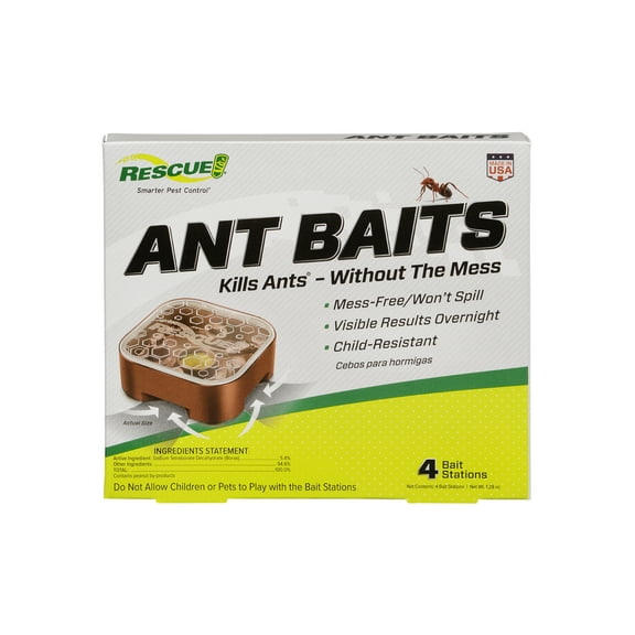 RESCUE! Indoor Ant Killer Child Resistant Bait Stations, 4 Pack