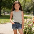 thumbnail image 5 of FAIWAD Girls Tank Tops Summer Sleeveless Ribbed Knit Tops Kids Dance Workout Shirts Casual Basic Undershirts, 5 of 9
