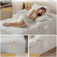 thumbnail image 3 of 65" Oversized Indoor Chaise Lounge Chair, Boneless Double Layer Side Pocket Chaise with 3 Pillows, Cloud Corduroy Sofa Bed, No Assembly Required, White, 3 of 8