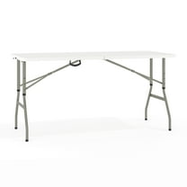 Flash Furniture Kathryn 5' Rectangular Adjustable Plastic Folding Event Table with Handle, White