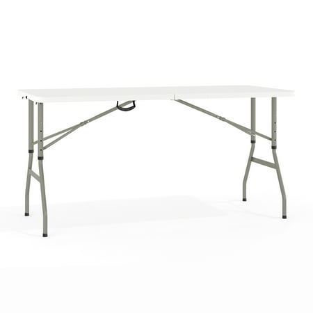 Flash Furniture Kathryn 5 Rectangular Adjustable Plastic Folding Event Table with Handle White