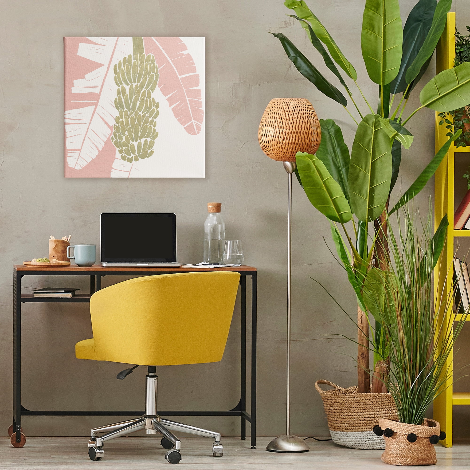 Stupell Industries Banana Bunch Amid Pink Leaves Canvas Wall Art, design by Yuyu Pont