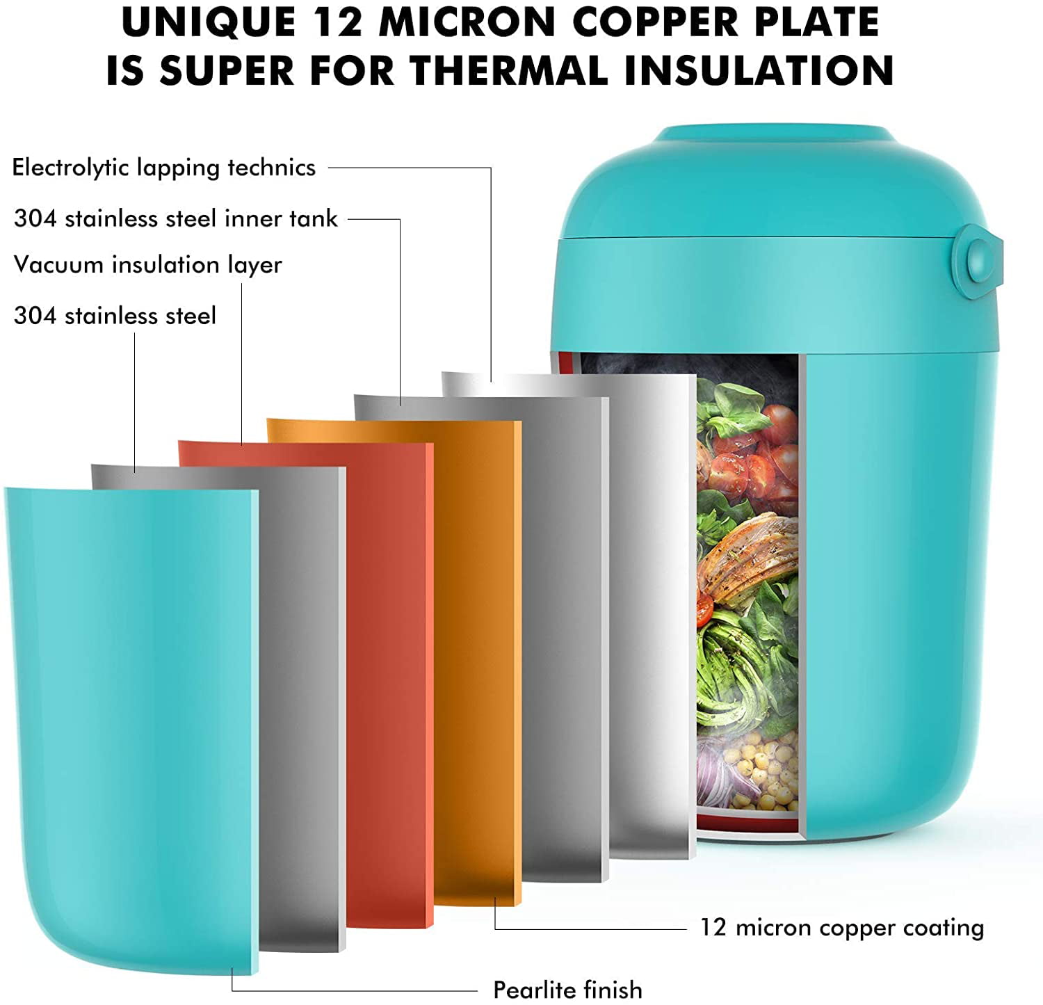 DaCool Thermos for Hot Food Insulated Food Jar 16 Ounce Vacuum Stainless  Lunch Container Bento for Kids Adult with Spoon Leakproof for School Office
