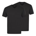 thumbnail image 1 of hajo Camiseta de hombre, pack de 2 - Básica, manga corta, cuello en V, algodón, uni Negro 3XL (XXX-Large), 1 of 4
