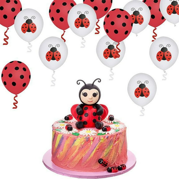 OUNONA Ladybug Balloons Assorted Color 48Pcs 4.7In Round Latex Party Supplies