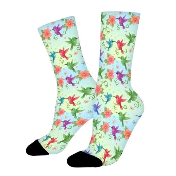 Cute Hummingbird Funny Novelty Crew Socks for Women Men Sports