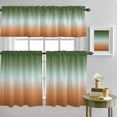 thumbnail image 4 of Sage Green Orange Gradient Curtain Tier and Valance Set 3 Piece, Modern Minimalist Style Ombre 3-inch Rod Pocket Window Tier Curtains Valance for Kitchen Living Room, 4 of 9