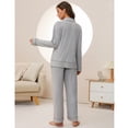 thumbnail image 2 of U2SKIIN Women Button Up Pajama Sets,Long Sleeve Sleepwear knit Lounge Pjs,(Light Grey Mel,S), 2 of 5