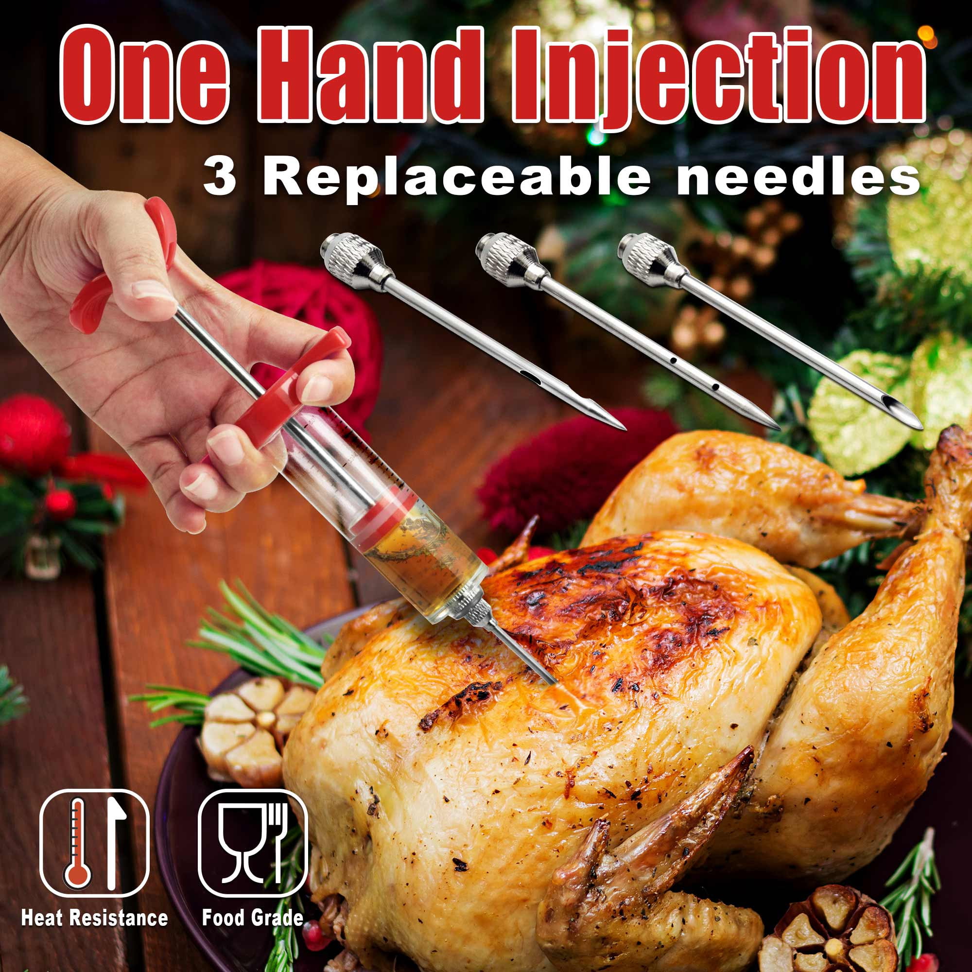 Professional Turkey Baster Meat Injector Syringe Kit, Baster for Cooking Thanksgiving & Christmas Turkey, Injector Marinades for Meats