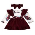 thumbnail image 1 of Combinaison Short à Fleurs pour Bébé Fille, Jupe à Bretelles, Robe avec Bandeau, Ensembles, 1 of 6