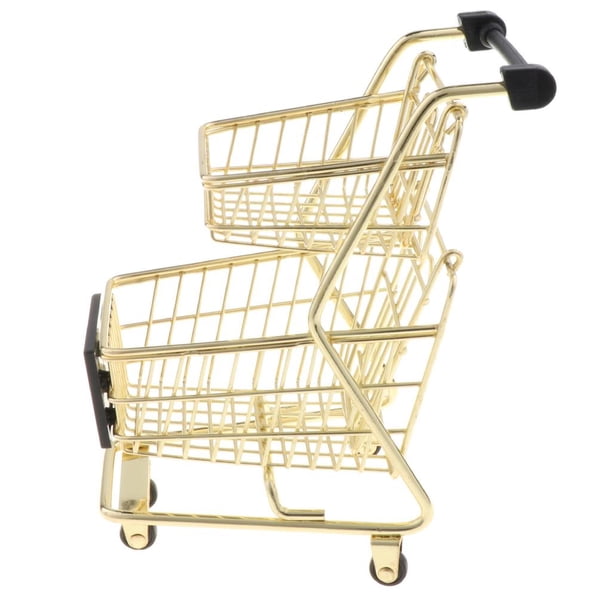 Mini cesta de almacenamiento, carrito de , accesorio de tienda de en miniatura / juguetes educativos de juego de roles par Oro Baoblaze Mini juguete de almacenamiento para carrito de compras