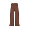 thumbnail image 4 of KkSLirnhs Pants for Women Jeans Fashion Womens Casual Color Elastic Loose Pants Straight Wide Leg Trousers with Pocket Brown L, 4 of 5
