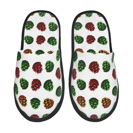 Balery Colorful Autumn Pinecones Slient Indoor Furry Fleece Comfort House Shoes Soft Non-Slip Home Shoes Cotton slippers House Slippers-- Medium
