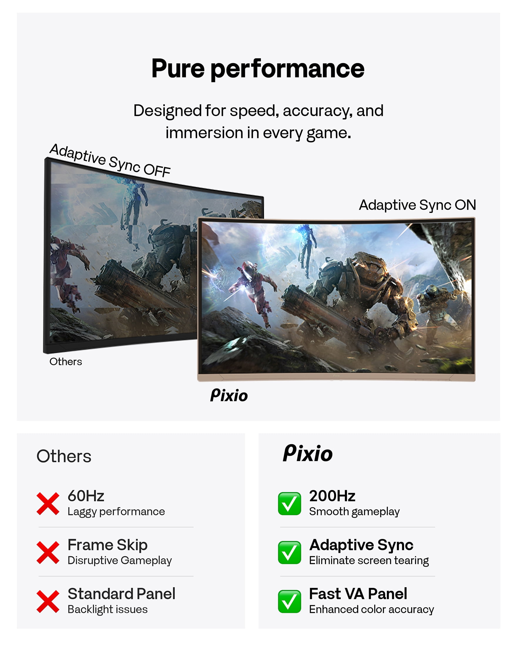 Pixio PXC248 Wave Beige 24 inch 200Hz Refresh Rate FHD 1080p Resolution 1500R Curve Fast VA Panel 1ms GTG Response Time Adaptive Sync HDR Curved Gaming Monitor