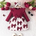 thumbnail image 2 of Odeerbi Niñas Manga Larga Rib Knit Vestidos Primavera Otoño Lazo Impresión Vestido Algodón Cuello Redondo Ruffle Manga Vestido, 2 of 9