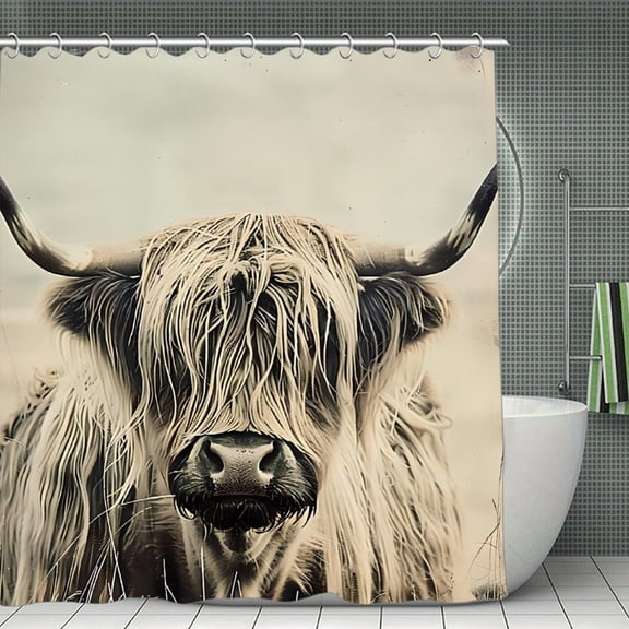 Highland Cow Shower Curtain 70.8x70.8 Inch,Bathroom Shower Curtain,Home Waterproof Fabric Shower Curtain Bathtub Decor with Hooks