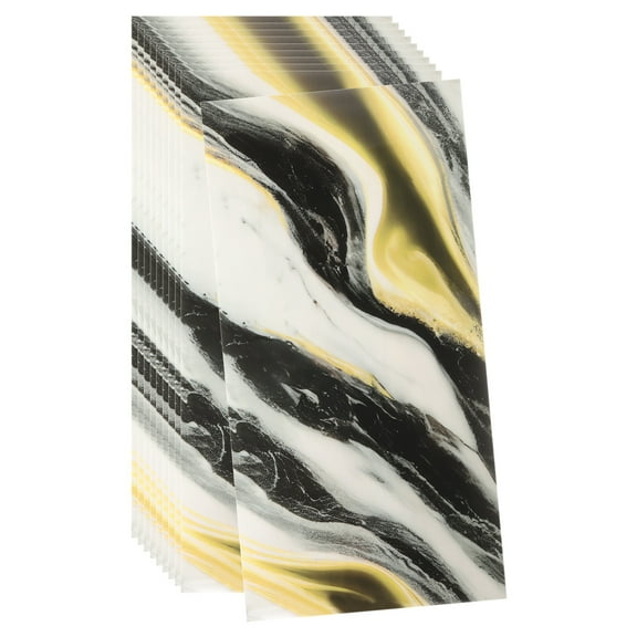 Uxcell 10pcs Peel and Stick Wall Panels 23.6" x 11.8" Skin Feel Brick Wallpapers (19.4 Sq. Ft. / 1.8 Sq.m. Coverage) Marble Tiles Adhesive Backsplash, Black White